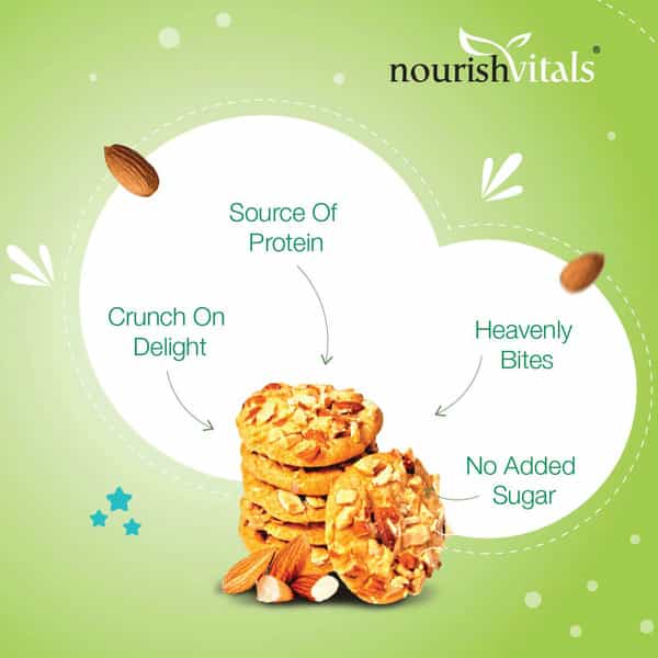 Nourishvitals Almond Sugar Free Cookies Crunchy Delights Genius Snack No Added Sugar 120G X 2