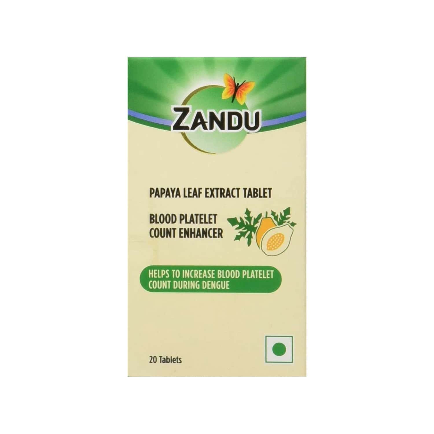 Buy Zandu Papaya Leaf Extract Immunity Booster 20 Tablets Online & Get