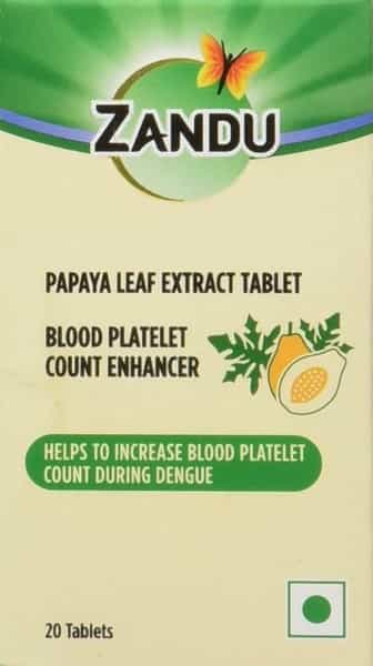 Zandu Papaya Leaf Extract Immunity Booster 20 Tablets