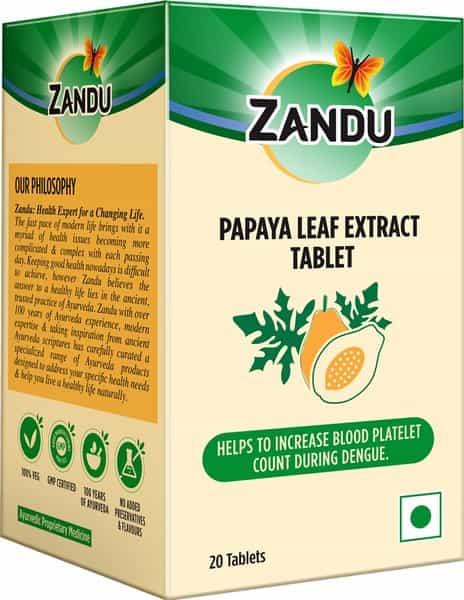 Zandu Papaya Leaf Extract Immunity Booster 20 Tablets