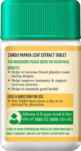 Zandu Papaya Leaf Extract Immunity Booster 20 Tablets
