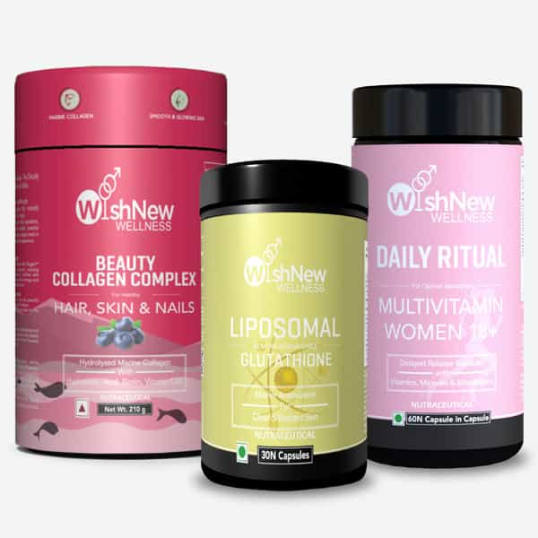Wishnew Wellness Beauty Collagen Arctic Blueberry + Liposomal Glutathione +Multivitamin Women 18+