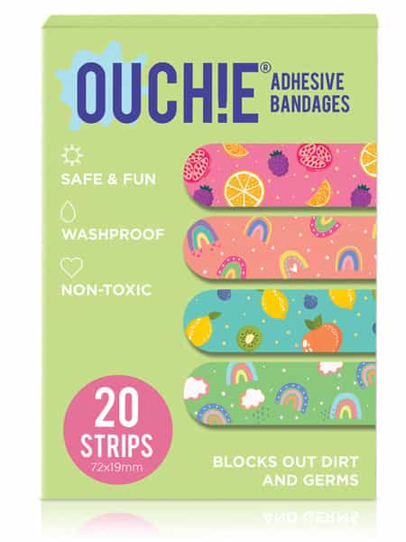 Ouchie Non-Toxic Printed Bandages Double Combo (40 Pack) - Lime Green & Space Blue