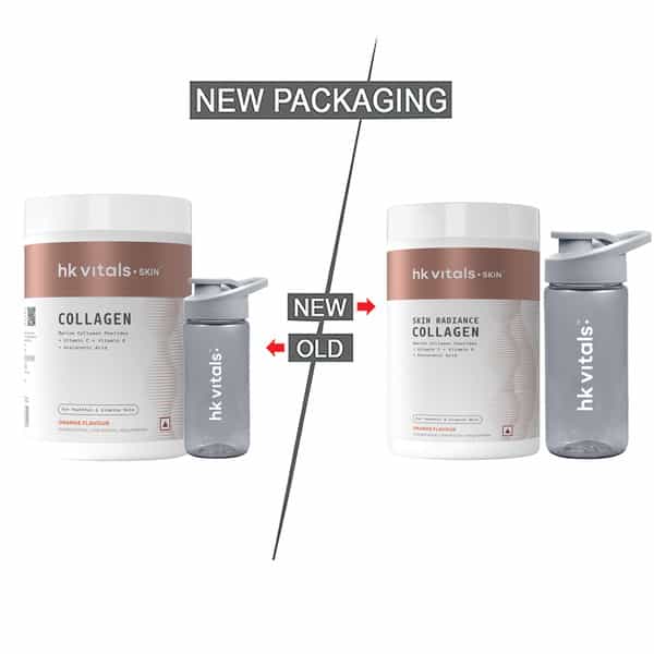 Hk Vitals Skin Radiance Collagen Powder | Marine Collagen (Orange | 400 G) & Bottle 300Ml