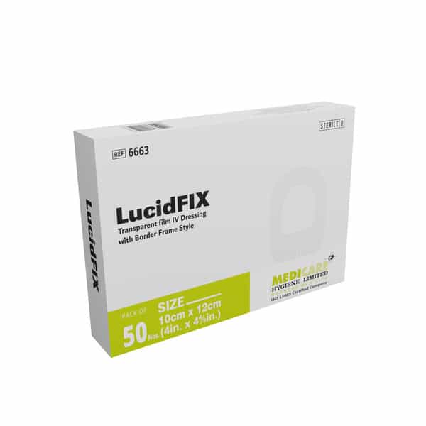 Medica Lucidfix Trasparent Film Iv Dressing With Border 10Cm X 12Cm