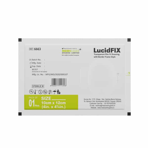 Medica Lucidfix Trasparent Film Iv Dressing With Border 10Cm X 12Cm