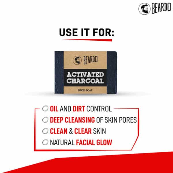 Beardo Activated Charcoal Brick Soap - 125 Gm