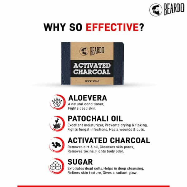Beardo Activated Charcoal Brick Soap - 125 Gm