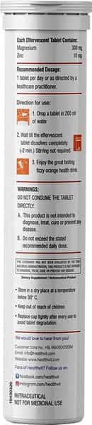 Healthvit Magneed-Z Magnesium 300Mg & Zinc 10Mg For Muscle Health - 20 Eff Tablets (Orange Flavour)