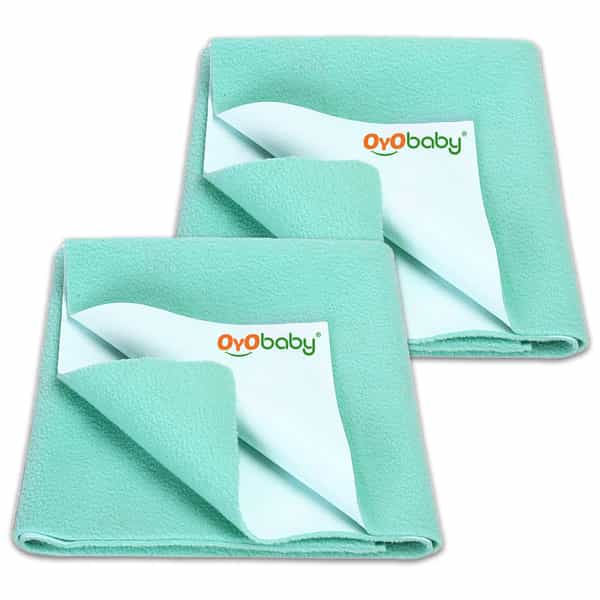Oyo Baby Waterproof Medium Dry Sheet Pack Of 2 | Baby Bed Protectors 100X70 Cm | Extra Absorbent | Q