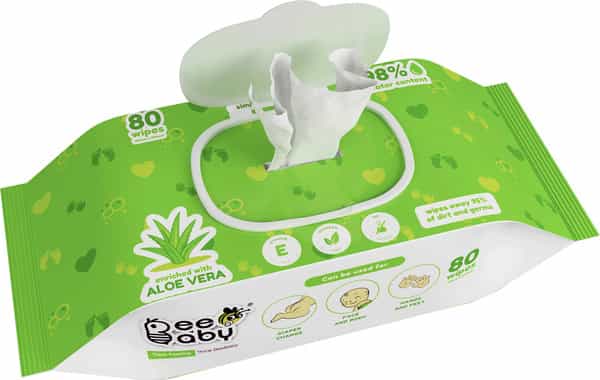 Beebaby Fresh Aloe Vera Baby Wet Wipes With Plastic Lid 3 Pack Of 80 Pieces