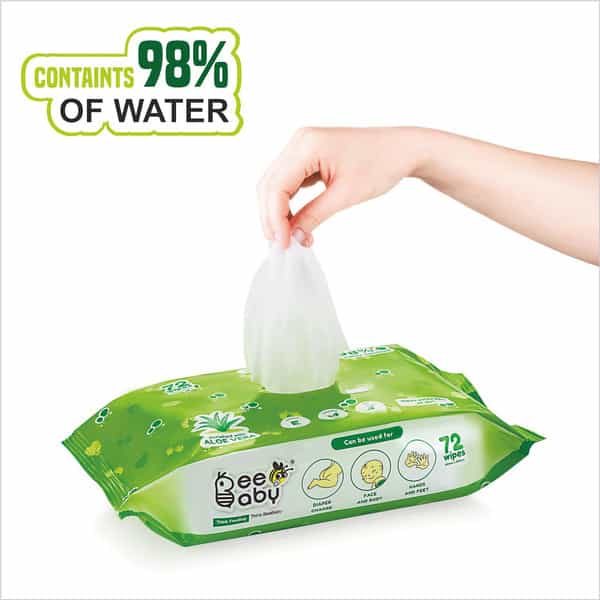 Beebaby Fresh Aloe Vera Baby Wet Wipes With Plastic Lid 3 Pack Of 80 Pieces