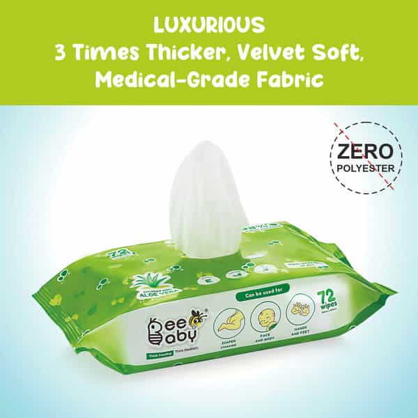Beebaby Fresh Aloe Vera Baby Wet Wipes With Plastic Lid 3 Pack Of 80 Pieces