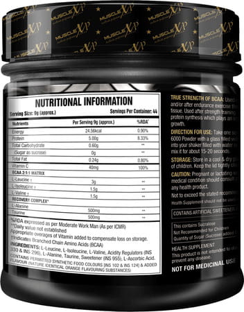 Musclexp Instantized Bcaa 6000 With L-Alanine & Taurine - 400g (14 Oz) Orange - 44 Servings