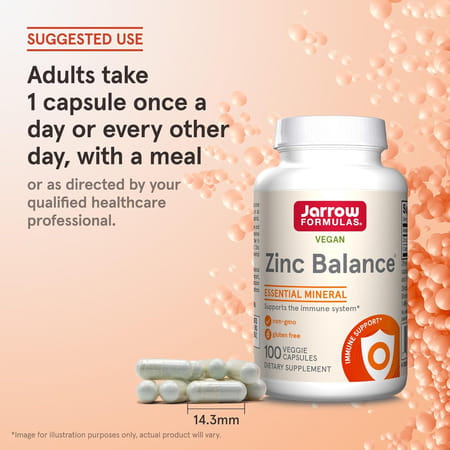 Jarrow Formulas Zinc Balance 15mg - | Veggie Capsules | Includes Copper | Essential Minerals - 100n
