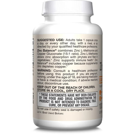 Jarrow Formulas Zinc Balance 15mg - | Veggie Capsules | Includes Copper | Essential Minerals - 100n