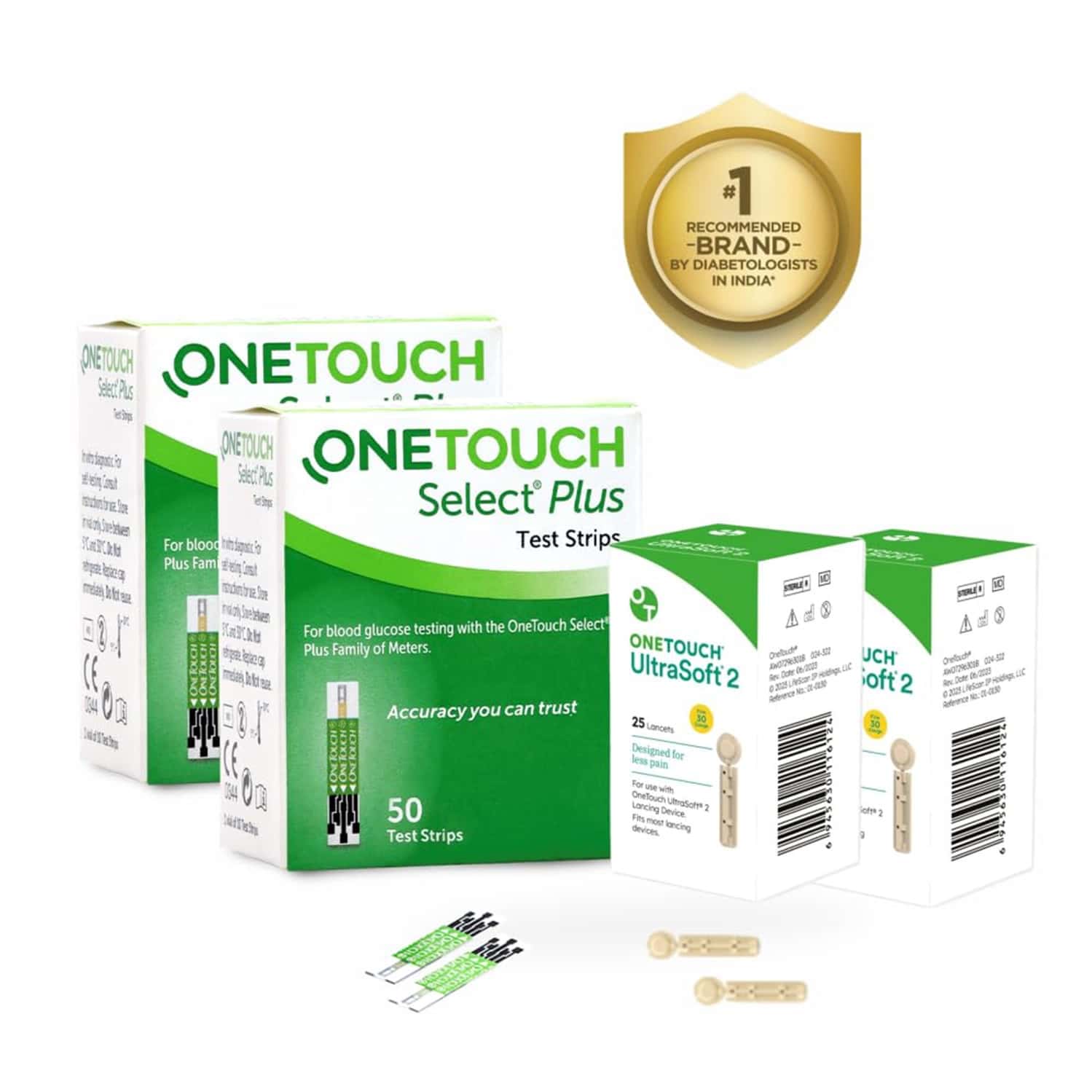 Onetouch Select Plus 100 Test Strips (50 Pck 2) With 50 Onetouch Ultrasoft 2 (pack Of 2) 25 Lancets