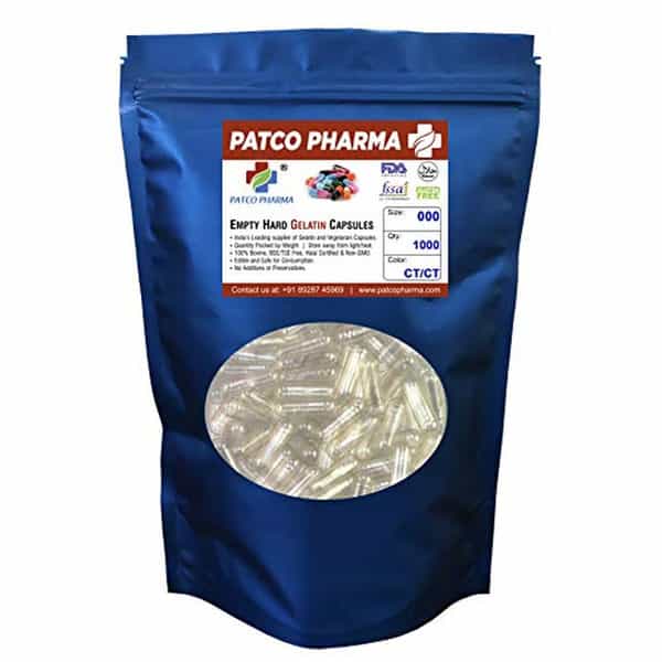 Patco Pharma - Size 000 Clear Empty Vegetarian Pill Capsule |Diy Powder Filling (Pack Of 1000)
