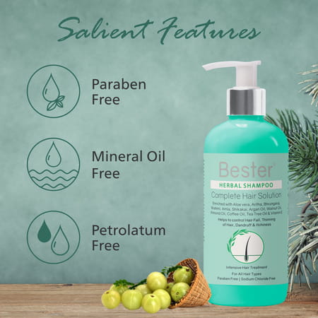 Bester Herbal Shampoo 300 Ml | Reduces Hair Fall | Dandruff & Tangled Hair (Pack Of 3)