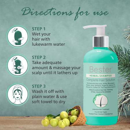 Bester Herbal Shampoo 300 Ml | Reduces Hair Fall | Dandruff & Tangled Hair (Pack Of 3)