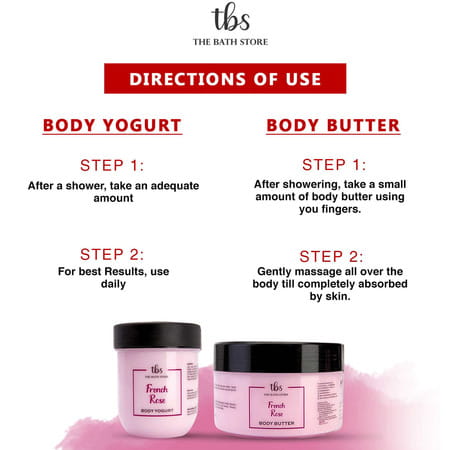 The Bath Store French Rose Combo (Body Butter 200gm + Body Wash 300ml + Body Yogurt 200gm)