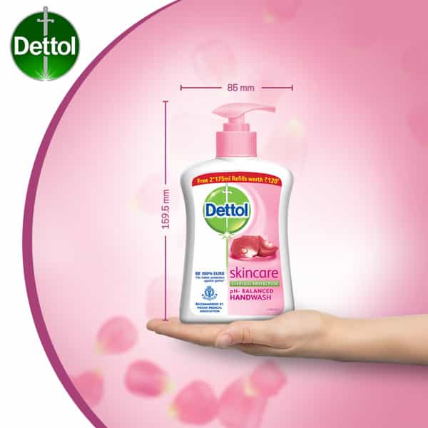 Dettol Handwash Pump (Skincare) + 2 Free Refills (Skincare) 200Ml + 2X175ml