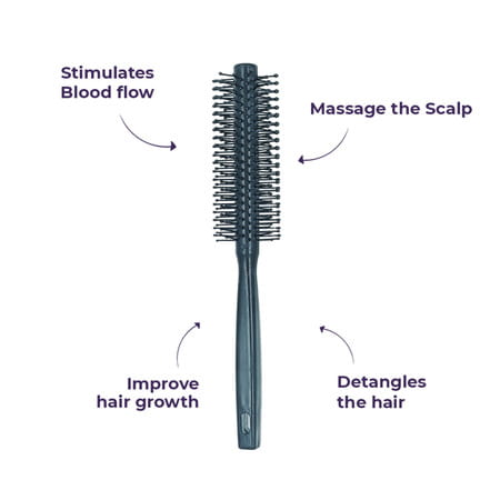 Sanfe Selfly Hair Brush(Round) Basic 1 Piece Scalp Massager Dandruff Removal Improve Hair Growth