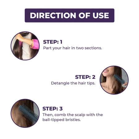 Sanfe Selfly Hair Brush(Round) Basic 1 Piece Scalp Massager Dandruff Removal Improve Hair Growth