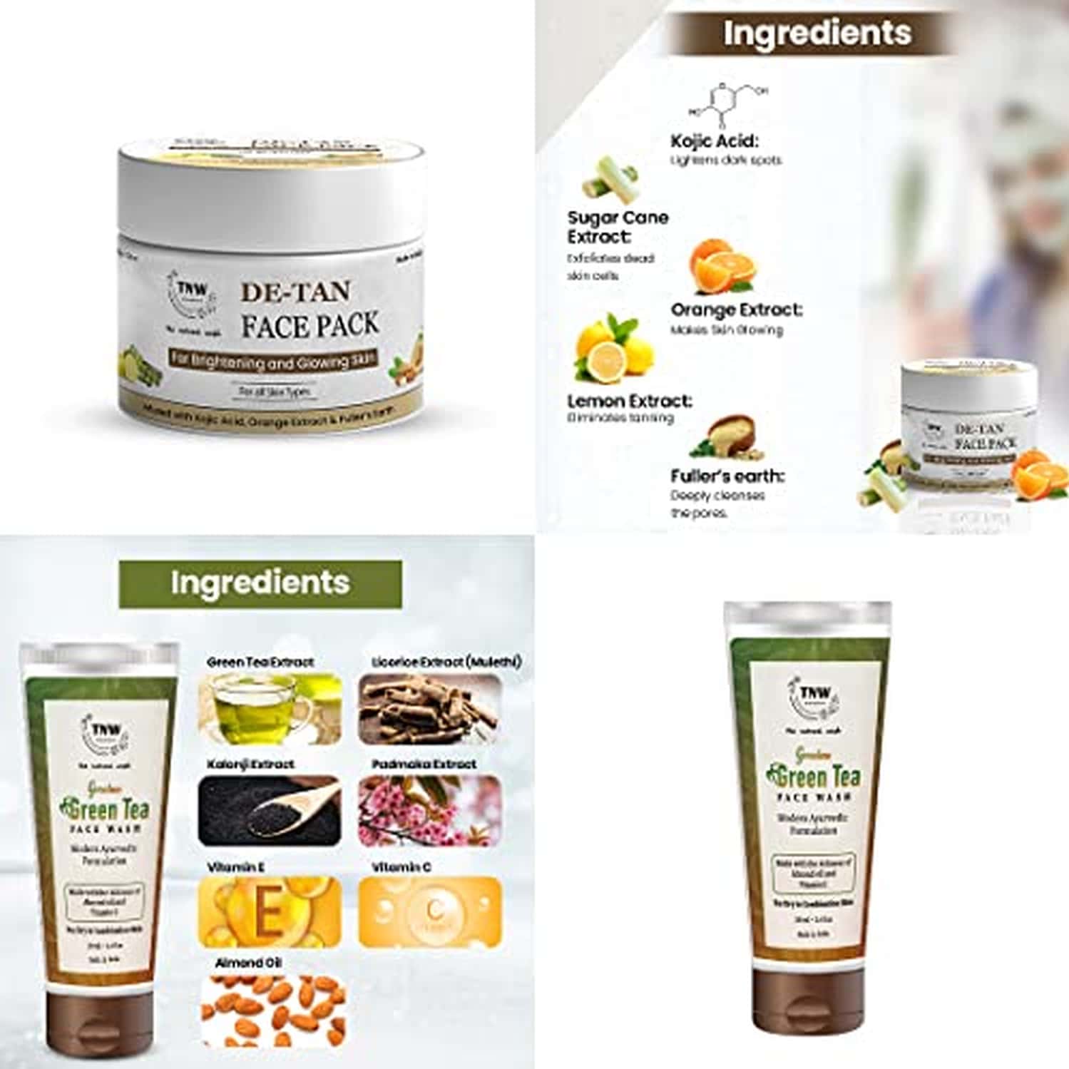 Buy TNWTHE NATURAL WASH DETAN FACE PACK & GREEN TEA FACE WASH FOR DRY