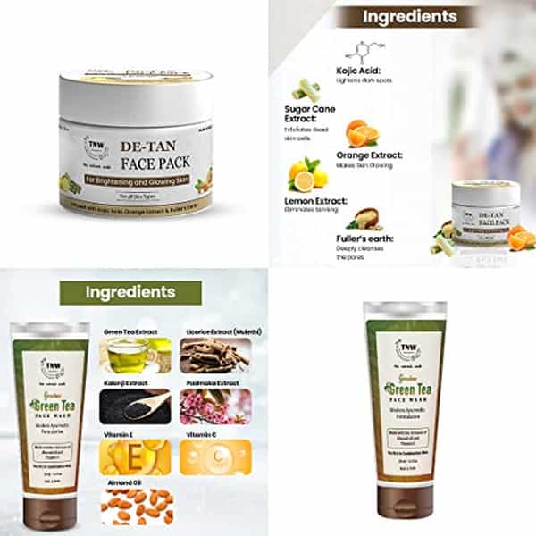Tnw The Natural Wash De-Tan Face Pack & Green Tea Face Wash For Dry Skin