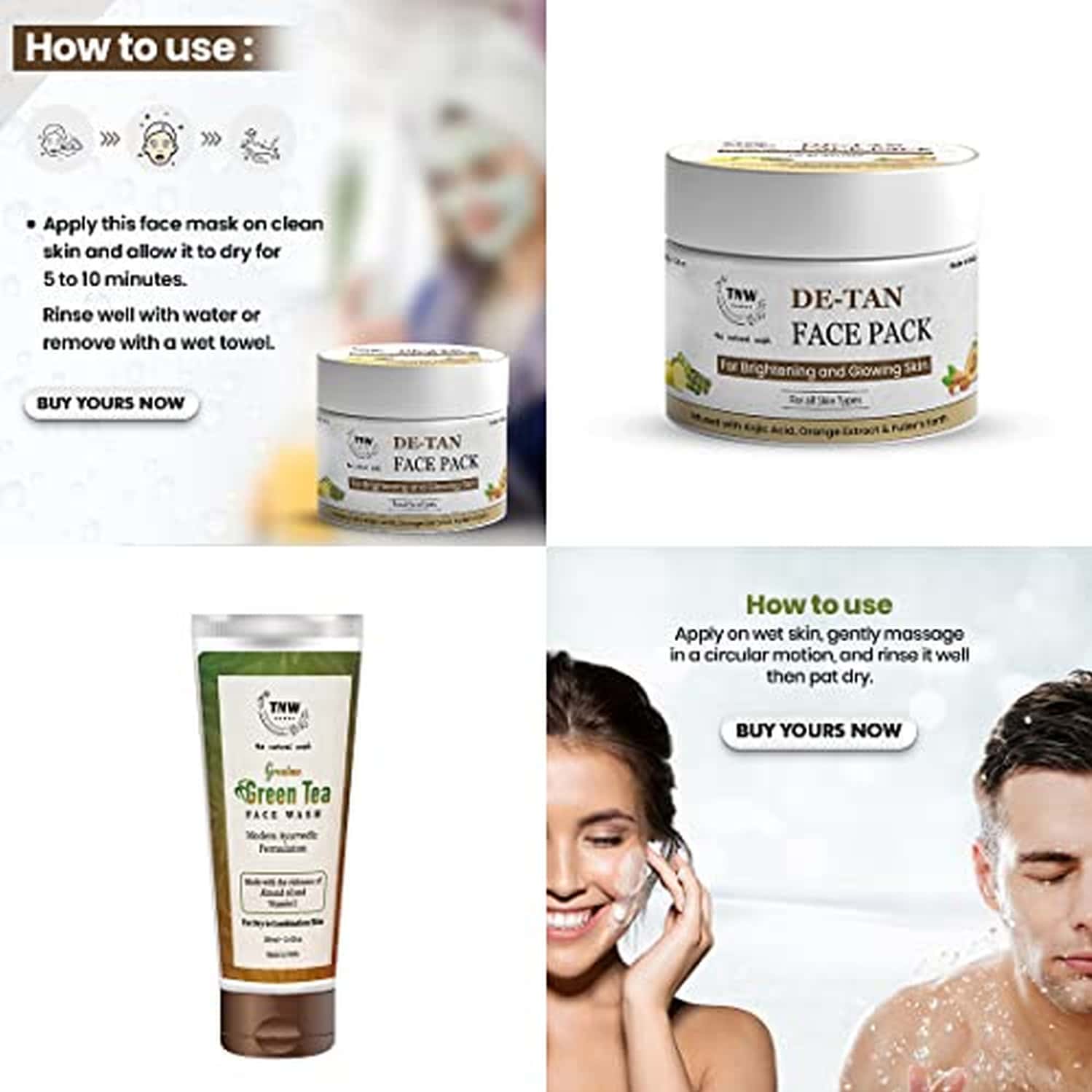 Buy TNWTHE NATURAL WASH DETAN FACE PACK & GREEN TEA FACE WASH FOR DRY