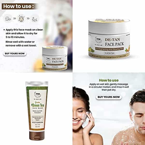 Tnw The Natural Wash De-Tan Face Pack & Green Tea Face Wash For Dry Skin