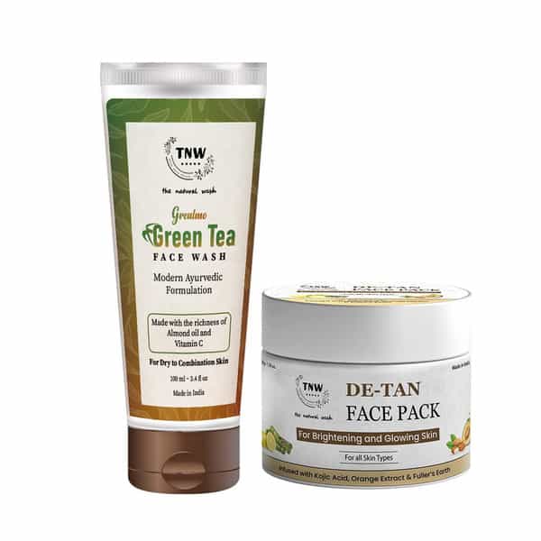 Tnw The Natural Wash De-Tan Face Pack & Green Tea Face Wash For Dry Skin