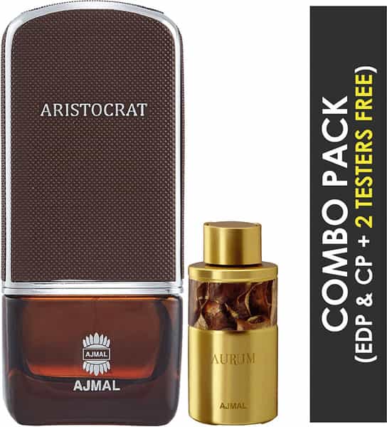 Ajmal Aristocrat Edp 75Ml Perfume For Men And Aurum Cp Oil Alcohol-Free Attar 10Ml For Women