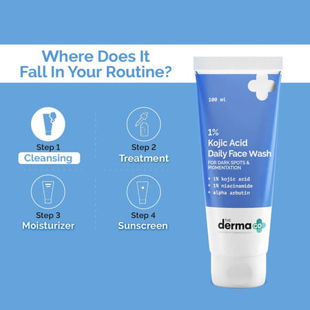 The Derma Co 1%Kojic Acid Face Wash - Reduces Dark Spots Pigmentation & Blemishes - 100Ml