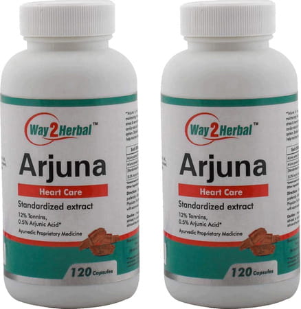 Way2herbal Arjuna Capsules 120 Counts Pack Of 2