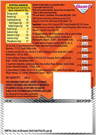 New Glucon-D Tangy Orange Powder 200 G