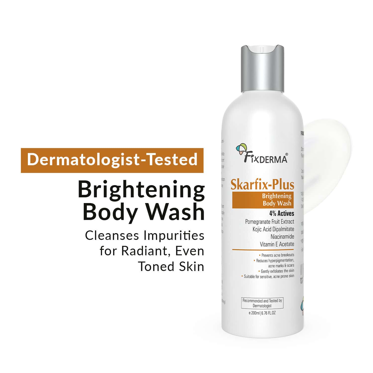 Fixderma Skarfix Plus Brightening Body Wash With 4% Actives With Kojic Acid & Niacinamide 200 Ml