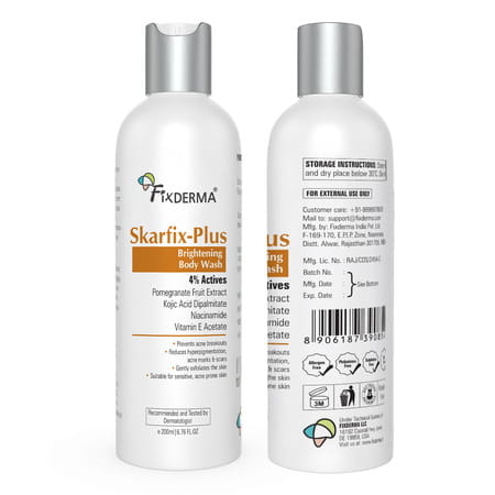 Fixderma Skarfix Plus Brightening Body Wash With 4% Actives With Kojic Acid & Niacinamide 200 Ml