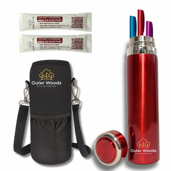Outer Woods Insulin Cooler Bottle Case With 10 Mini Ice Gel Packs | 20+ Hrs Cooling | Large - Red