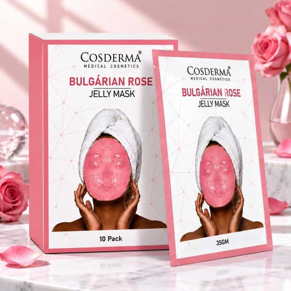 Cosderma Bulgarian Rose Jelly Mask | Hydrating Sheet Mask | Fresh Glowing Skin Care - 10 X 35G
