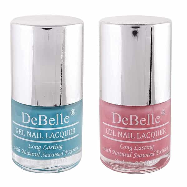 Debelle Fleur De Pearl Gel Nail Polish Gift Set Of 2 - Turquoise Blue - 16 Ml (8 Ml Each)
