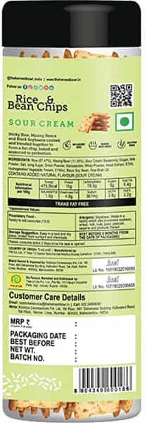 The Harvest Bowl Rice & Bean Chips - Sour Cream - - - Baked Chips/Snacks - 120 Gm