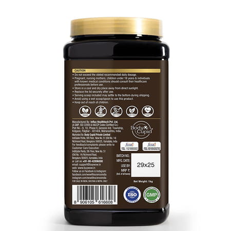 Wow Life Science Plant Protein Powder - Made From Pea & Brown Rice Protein - Chocolate Flavour (1kg)