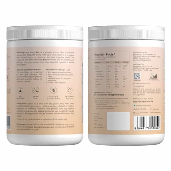 Nutrabay Good Gut Daily Fiber | Unflavoured | Plant Based Prebiotic Soluble Fiber - 33 Servings 200G