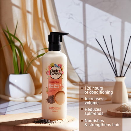 Buds & Berries Nourishment Shampoo With Rice Water And Chia Seeds | Strengthens Hair (300 Ml)