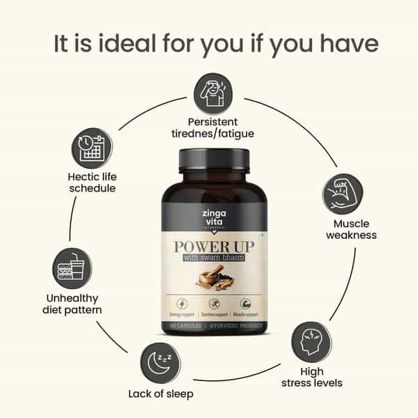 Zingavita Ayurveda Power-Up Gold Capsules|Ayush Approved With 17 Ayurvedic Herbs - 60 Capsules