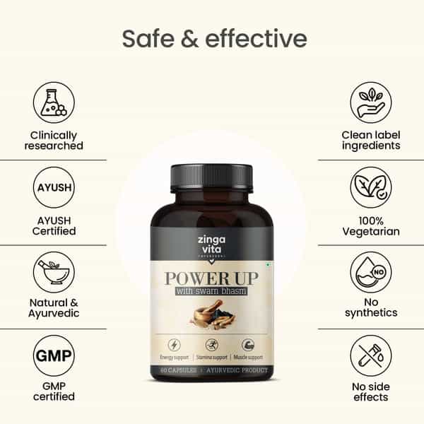 Zingavita Ayurveda Power-Up Gold Capsules|Ayush Approved With 17 Ayurvedic Herbs - 60 Capsules