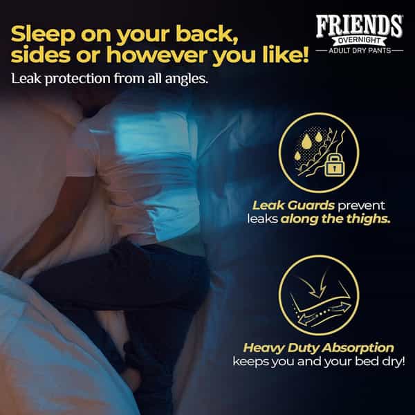 Friends Overnight Adult Diapers Pants Style (Large) | Waist Size 30-56 Inch - 30 Count