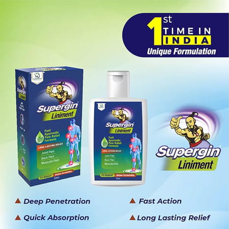 Medopharm Wellness Supergin Liniment Oil - 50ml Ayurvedic Pain Relief Formula Pack Of 4